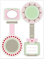 Pozostałe akcesoria kuchenne - Dr. Oetker 3223 etykiet, papier, różowy/zielony/brązowy/biały/czerwony ognisty, 16 x 12 x 0,1 cm, 16 jednostek 3223 - miniaturka - grafika 1