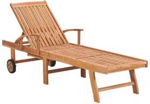 vidaXL Leżaki ze stolikiem i poduszkami, 2 szt., lite drewno tekowe! 3073174 - Leżaki ogrodowe - miniaturka - grafika 2