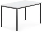 Meble do szkół i przedszkoli - AJ Produkty Stół BORS, 1200x800x720 mm, laminat biały, antracyt - miniaturka - grafika 1
