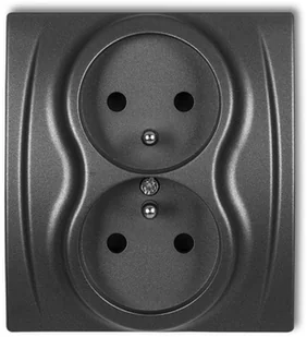 Karlik Gniazdo podwójne z uziemieniem LOGO Grafitowy 11LGP-2z - Gniazdka elektryczne - miniaturka - grafika 3