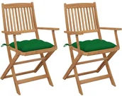 Fotele i krzesła ogrodowe - vidaXL Składane krzesła ogrodowe z poduszkami, 2 szt., drewno akacjowe 3064610 - miniaturka - grafika 1