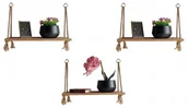 Półki do salonu - Komplet trzech półek wiszących dąb craft złoty R8-N09 - miniaturka - grafika 1