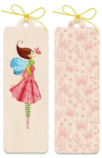 Zakładka drewniana Kobieta z motylem - Zakładki do książek - miniaturka - grafika 2
