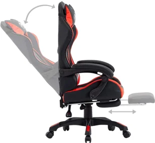 vidaXL Lumarko Fotel dla gracza, z podnóżkiem, czerwono-czarny, sztuczna skóra 287987 - Fotele gamingowe - miniaturka - grafika 4