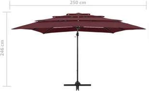 vidaXL 4-poziomowy parasol na aluminiowym słupku, bordowy, 250x250 cm 313824 - Parasole ogrodowe - miniaturka - grafika 9