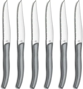 Amefa Lou Laguiole Zestaw noży do steków Jet z blokiem, 6 szt., szary skaj - Noże stołowe - miniaturka - grafika 3