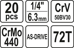 Yato YT-14491 1/4"" 3/8"" 1/2"" 20 szt. - Zestawy narzędziowe - miniaturka - grafika 5