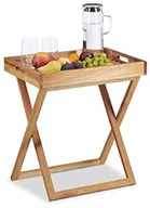 Tace i patery - Relaxdays taca na stół składany, orzech włoski-drewna na stół, stół składany mały, do serwowania taca do serwowania, wys. x szer. x gł.: ok. 54 x 52 x 36 cm 10021316 - miniaturka - grafika 1