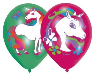 AMSCAN Balony z nadrukiem kolorowym Jednorożec, 6 sztuk 9902173 - Urodziny dziecka - miniaturka - grafika 2
