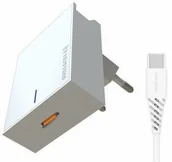 Ładowarki do telefonów - Swissten Ładowarka sieciowa USB-C 25W Super Fast Charging + USB-C kabel 1,2m 22050200) Biała - miniaturka - grafika 1
