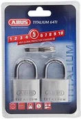 Akcesoria do elektronarzędzi - Abus ABUS 64TI/40 Titalium Padlock 40 MM Twin Pack ABU64TI40TC-TBK - miniaturka - grafika 1