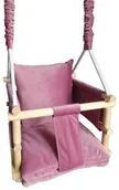 Leżaczki i huśtawki - Ciemnoróżowa huśtawka dziecięca welwetowa S0-G90 - miniaturka - grafika 1