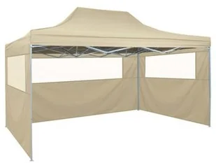 vidaXL Rozkładany namiot z 4 ścianami bocznymi 3x4,5 m, kremowy 42513 - Pawilony ogrodowe - miniaturka - grafika 2