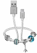 Kable USB - SBS Kabel USB typu C z bransoletką 39 cm kabel do ładowania z 2.0 USB i USB C idealny do MacBook, Macbook Pro, notebooka TESLCABLECHARMTCW - miniaturka - grafika 1