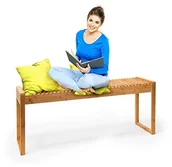 Ławki ogrodowe - Relaxdays ławka z drzewa bambusowego, wys. x szer. x gł.: ok. 47 x 120 x 33 cm, stabilna, do użytku w domu i na zewnątrz, miejsce dla 3-4 osób, kolor naturalny 10019025 - miniaturka - grafika 1