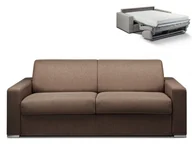 Sofy i kanapy - Vente-Unique 4-osobowa kanapa z ekspresowym mechanizmem rozkładania z tkaniny CALITO - Kolor: czekoladowy - Wymiary miejsca do spania: 160 cm - Materac 18 cm - miniaturka - grafika 1