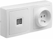 Kable USB - DEBFLEX Debflex 746823 PC-Blok 2P + T 16 A + Dual USB 2,1 A wtyczka biała 746823 - miniaturka - grafika 1