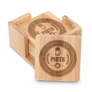 Murrano Podkładki bambusowe pod piwo zestaw x6 grawer dla piwosza PDK-BMB-021 - Pozostałe akcesoria barmańskie - miniaturka - grafika 2