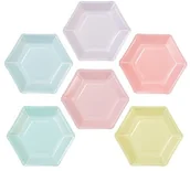 Kinder party - Talking Tables Płytki  Pastel-Plate Hex z łbem sześciokątnym, 12 PK, 6 wzorów, tektura, więcej kolorów, 3.5000000000000004 x 21 x 21 cm PASTEL-PLATE-HEX - miniaturka - grafika 1