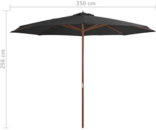 vidaXL Parasol ogrodowy na drewnianym słupku, 350 cm, antracytowy - Parasole ogrodowe - miniaturka - grafika 5