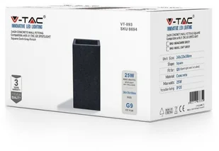 v-tac Kinkiet V-TAC BETON 2xG9 LED Prostokąt Jasno Szary IP20 VT-893 - Lampy ścienne - miniaturka - grafika 4