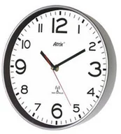 Zegary - Atrix Zegar srebrny sterowany radiowo 25cm ATE2303SSRC - miniaturka - grafika 1