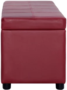 vidaXL Ławka ze schowkiem, 116 cm, czerwone wino, sztuczna skóra vidaXL - Ławki do przedpokoju - miniaturka - grafika 5