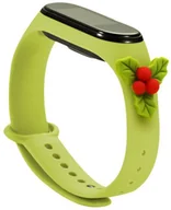 Akcesoria do smartwatchy - Braders Strap Xmas opaska do Xiaomi Mi Band 6 / Mi Band 5 silikonowy pasek bransoletka zielony (jemioła) - miniaturka - grafika 1