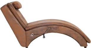 vidaXL Szezlong z poduszką, brązowy, sztuczna skóra zamszowa - Szezlongi - miniaturka - grafika 4