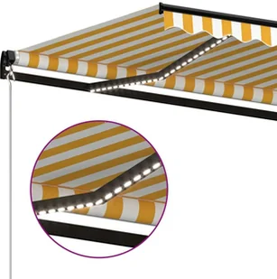 VidaXL Lumarko Ręcznie zwijana markiza z LED, 350 x 250 cm, żółto-biała! 3069083 VidaXL - Markizy - miniaturka - grafika 5