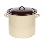 Garnki - Emalia Silesia Rybnik GARNEK PROSTY 14,2L ŚR.28CM WYS.25CM KREM/CIEMNY ŚRODEK Z POKRYWĄ - miniaturka - grafika 1