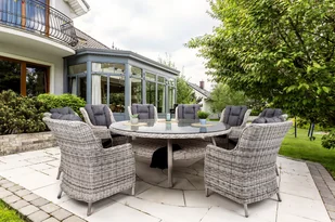 HOME &amp; GARDEN HOME & GARDEN Meble ogrodowe technorattanowe Bristol Round Elegant 180 cm Brown Mat / Brown Melange 8+1 507451 - Meble ogrodowe - miniaturka - grafika 3