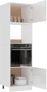 vidaXL Szafka kuchenna, biała, wysoki połysk, 60x57x207 cm, płyta 802543 - Szafki kuchenne - miniaturka - grafika 11