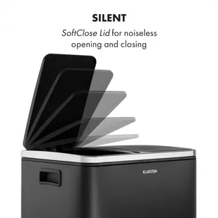 FENIKS Klarstein Klarstein Trash Gordon, otwierany pedałem, 30 l / 2 x 15 l, bezgłośny, polipropylen, stal szlachetna, czarny KG11-Trashbin30 BL - Kosze na śmieci - miniaturka - grafika 3