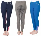 Bryczesy - PFIFF dziewczęce spodnie jeździeckie Zahra z pełnym lejem silikonowym, niebieski/różowy, 158, 102604-111-158 - miniaturka - grafika 1