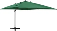 Parasole ogrodowe - vidaXL Parasol wiszący z lampkami LED i słupkiem, zielony, 300 cm 312345 - miniaturka - grafika 1