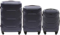 Walizki - Wings Zestaw 3 twarde walizki 147-3 KPL granatowy P1016 - miniaturka - grafika 1