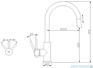 Omnires Y bateria zlewozmywakowa z wyciąganą wylewką stal nierdzewna Y1255IN | - Baterie kuchenne - miniaturka - grafika 2