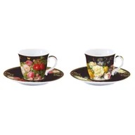 Filiżanki - Easy life Filiżanki Do Espresso Porcelanowe Ze Spodkami Victorian Garden Czarne 80 Ml 2 Szt - miniaturka - grafika 1