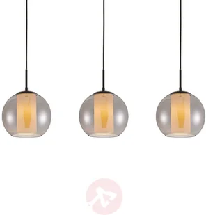 Lindby Lindby Yela szklana lampa wisząca, 3-pkt., szara - Lampy sufitowe - miniaturka - grafika 2