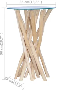 vidaXL vidaXL Stolik kawowy ze szklanym blatem, 35x35x50 cm, drewno tekowe - Ławy i stoliki kawowe - miniaturka - grafika 3