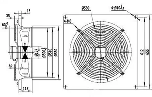 Wentylator przemysłowy wyciągowy YWF-4E-500B-137/35-B + Regulator obrotów Wentylator wyciągowy 500mm + Regulator obrotów - Wentylatory przemysłowe - miniaturka - grafika 2