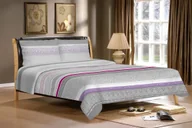 Pościel - Matex Multitex Pościel flanelowa, biało-szaro-fioletowa, 160x200 cm, 2x 70x80 cm - miniaturka - grafika 1