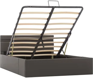 vidaXL Rama łóżka z podnośnikiem i LED, szara, ekoskóra, 120 x 200 cm - Łóżka - miniaturka - grafika 3