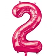Gadżety dla niej i dla niego - Amscan Liczba 2 Pink Foil Balloon 20 x 35" (50 x 88 cm) w zakres dostawy wchodzą 2827801 - miniaturka - grafika 1