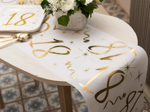 Santex Bieżnik "18 urodziny złote biały" SANTEX 500 x 30 cm SX6158-18 - Gadżety dla niej i dla niego - miniaturka - grafika 7