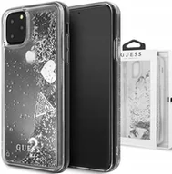 Etui i futerały do telefonów - Guess Etui Glitter Hearts iPhone 11 Pro Max, srebrne 3700740461952 - miniaturka - grafika 1
