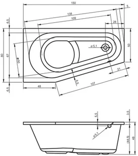 Riho Delta wanna asymetryczna 150x80cm z hydromasażem Joy prawa BB80005J1MH1144 - Wanny z hydromasażem - miniaturka - grafika 2