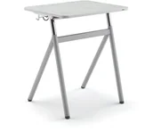 Meble do szkół i przedszkoli - AJ Produkty Szkolne biurko z regulacją wysokości ASCEND, jasno szare linoleum, szary aluminium - miniaturka - grafika 1