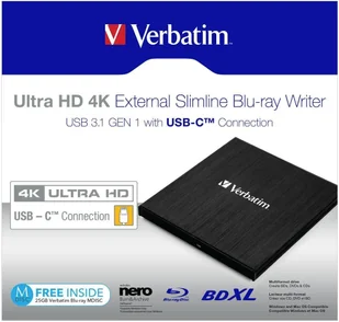 Verbatim DVW  EXT. Slimline USB3.1 Typ C 4K nagrywarka Blu-ray do sprzedaży zewnętrznej - Nośniki danych - miniaturka - grafika 7